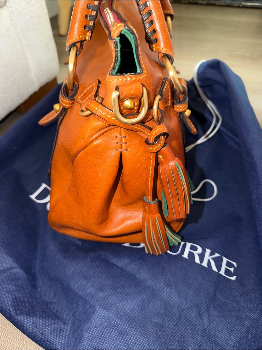 Dooney & Bourke Florentine Tan Leather Satchel Handbag - Picture 10 of 14